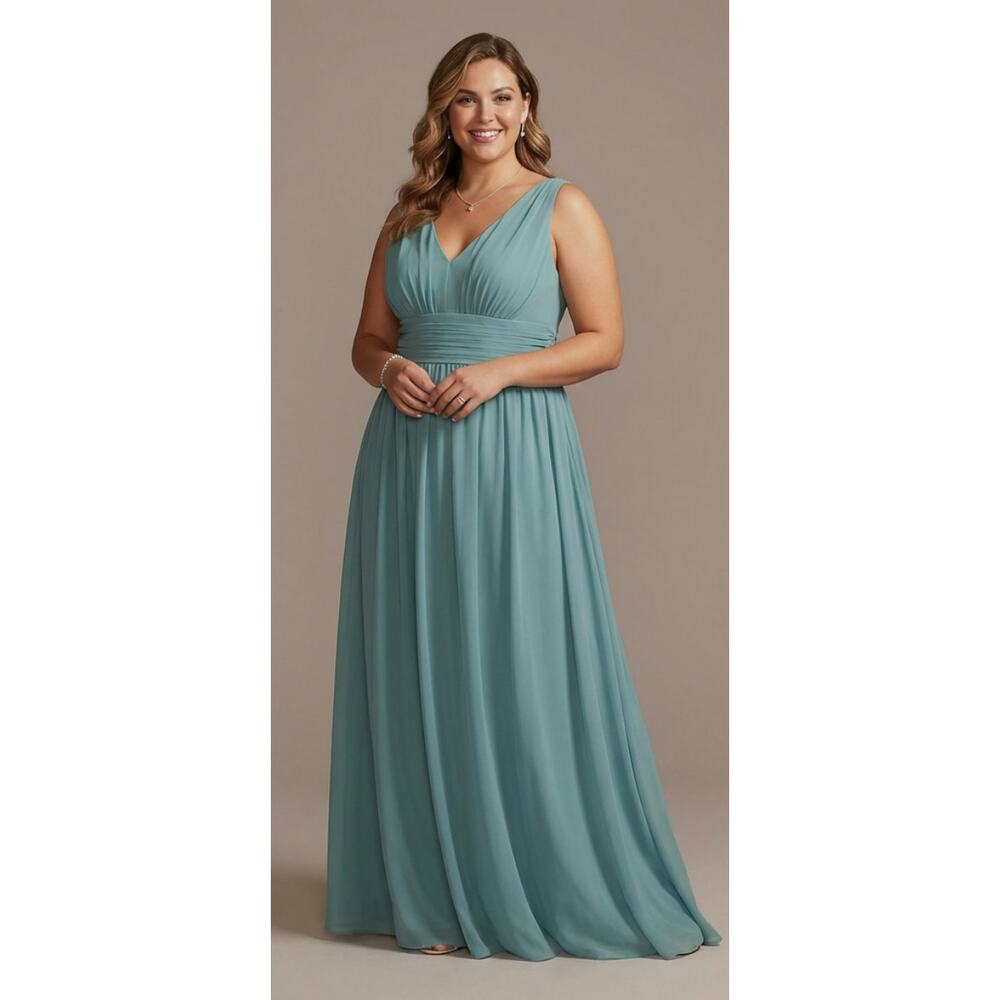 Bridesmaid Grecian Chiffon Maxi Dress V-Neck Ever Pretty Style EP09016 US 26 NWT